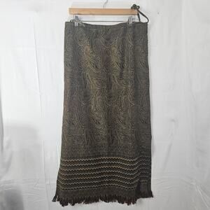 Funky People Wool BOHO Skirt Womens Large Cottage Festival Maxi Length Paisley